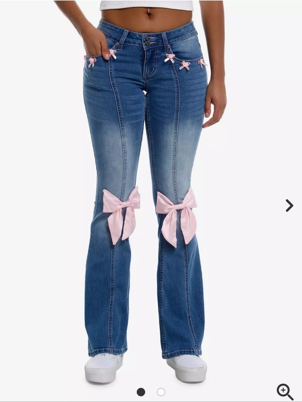 HOT TOPIC Pink Rosette Ribbon Jeans - Size 13 READ